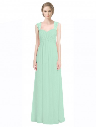 Sleeveless Mint Green Sweetheart Keyhole Back Soft Chiffon & Lace A-Line Bridesmaid Dress Brisbane