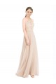 Sleeveless Halter Neck Keyhole Back Soft Chiffon & Lace A-Line Prom Dress / Bridesmaid Dress Brisbane