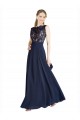 Sleeveless Illusion Neck V-Back Soft Chiffon & Lace A-Line Prom Dress / Bridesmaid Dress Brisbane