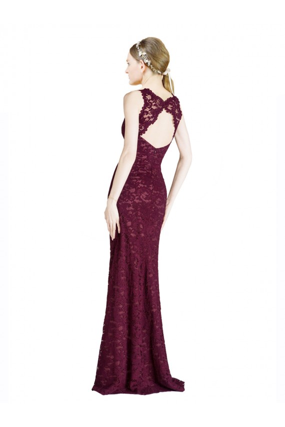 Sleeveless Illusion Neck Keyhole Back Lace A-Line Prom Dress / Bridesmaid Dress Brisbane