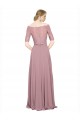 Short Sleeves Off the Shoulder Soft Chiffon & Lace A-Line Prom Dress / Bridesmaid Dress Brisbane