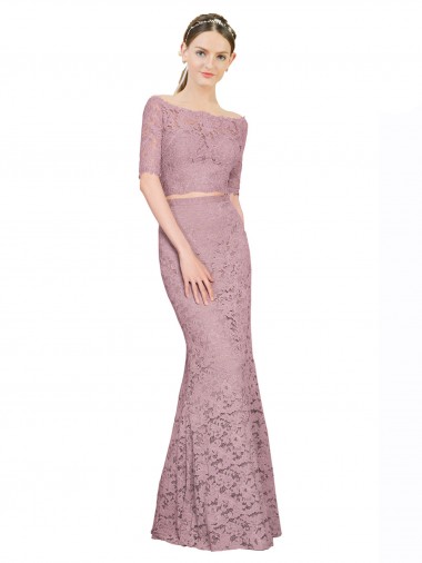 Short Sleeves Off the Shoulder Lace Mermaid Prom Dress / Bridesmaid Dress Brisbane