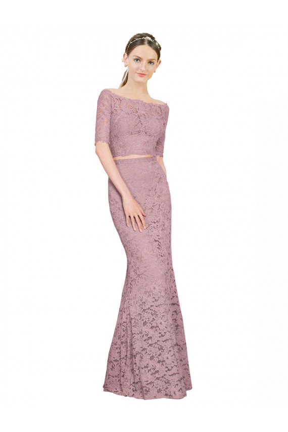 Short Sleeves Off the Shoulder Lace Mermaid Prom Dress / Bridesmaid Dress Brisbane