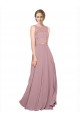 Sleeveless Illusion Neck Soft Chiffon & Lace A-Line Black Tie Prom Dress / Bridesmaid Dress Brisbane