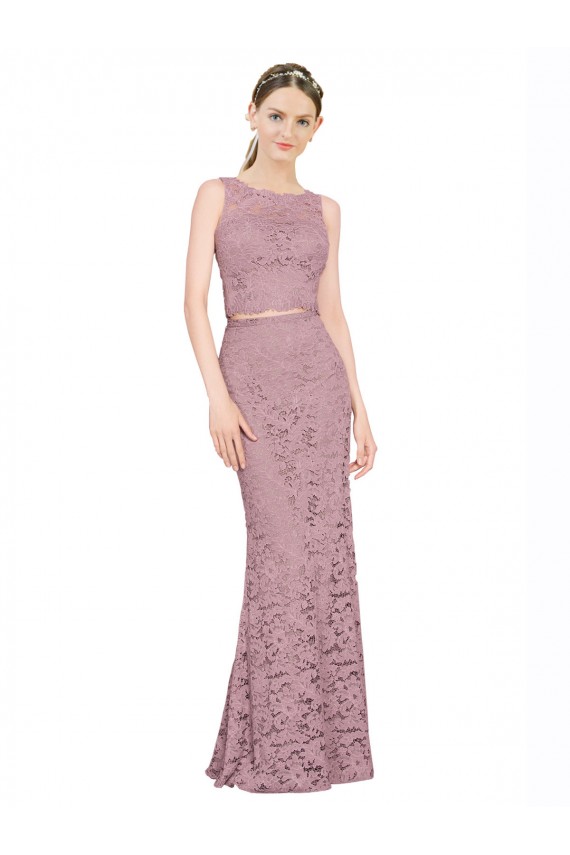 Sleeveless Illusion Neck Lace Mermaid Prom Dress / Bridesmaid Dress Brisbane