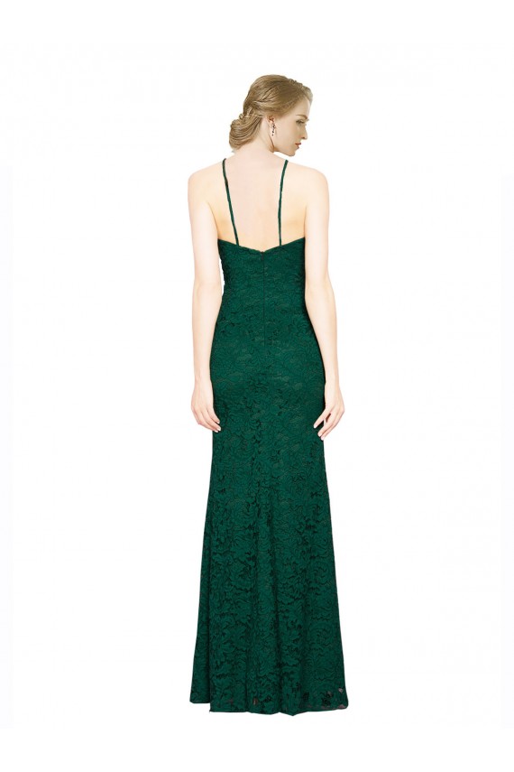 Sleeveless Halter Neck Low Back Lace Mermaid Prom Dress / Bridesmaid Dress Brisbane