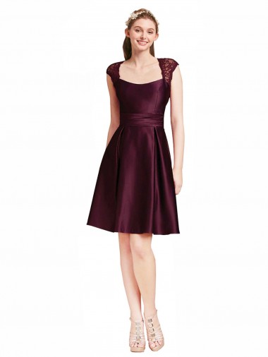 Sleeveless Square Neck Open Back Satin & Lace A-Line Bridesmaid Dress Brisbane