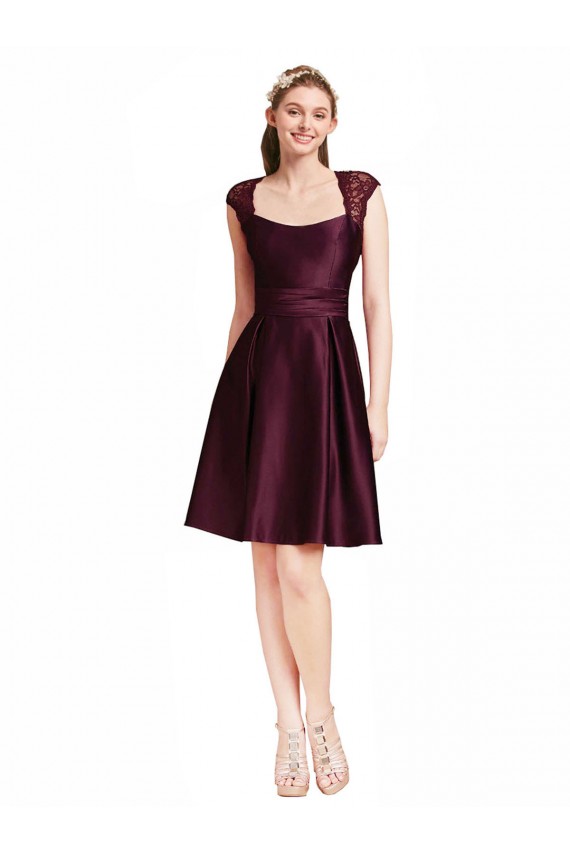 Sleeveless Square Neck Open Back Satin & Lace A-Line Bridesmaid Dress Brisbane