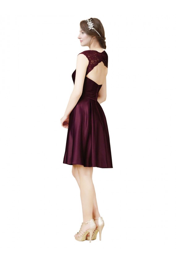 Sleeveless Square Neck Open Back Satin & Lace A-Line Bridesmaid Dress Brisbane
