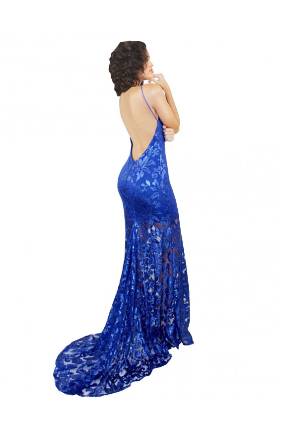 Sleeveless High Neck Open Back Lace Mermaid Semi Formal Evening Dress / Prom Dress / Bridesmaid Dress Brisbane