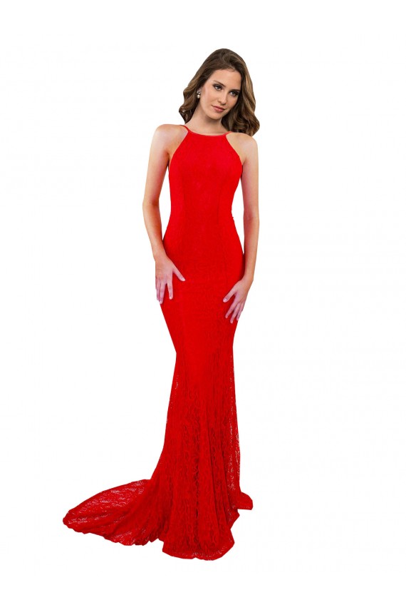 Sleeveless High Neck Open Back Lace Mermaid Evening Gown / Prom Dress / Bridesmaid Dress Brisbane
