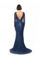 Long Sleeves Jewel Neck V-Back Lace Mermaid, Sheath Bridesmaid Dress Brisbane