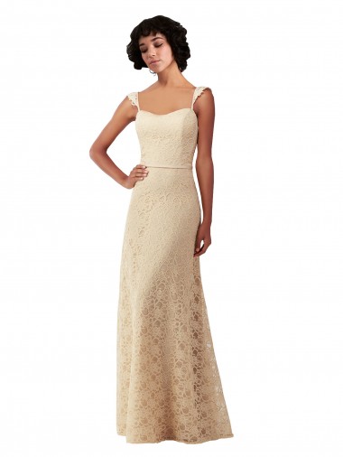 Sleeveless Champagne Sweetheart Lace A-Line Bridesmaid Dress Brisbane
