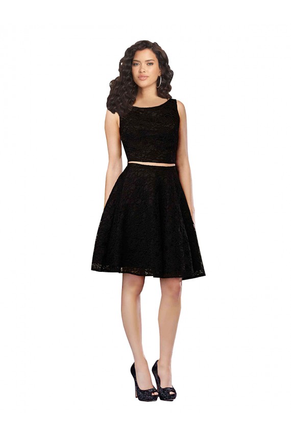 Sleeveless Jewel Neck Lace A-Line Bridesmaid Dress Brisbane