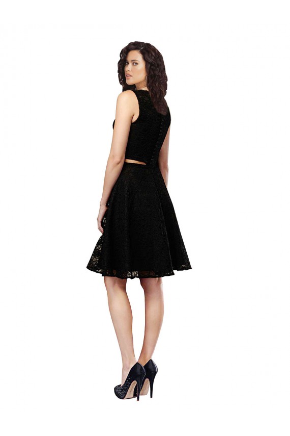 Sleeveless Jewel Neck Lace A-Line Bridesmaid Dress Brisbane
