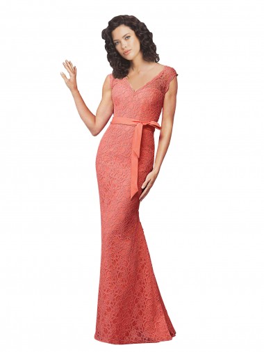 Sleeveless V-Neck Open Back Lace Mermaid Bridesmaid Dress Brisbane