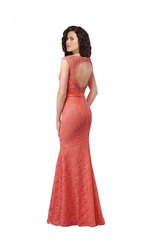 Sleeveless V-Neck Open Back Lace Mermaid Bridesmaid Dress Brisbane