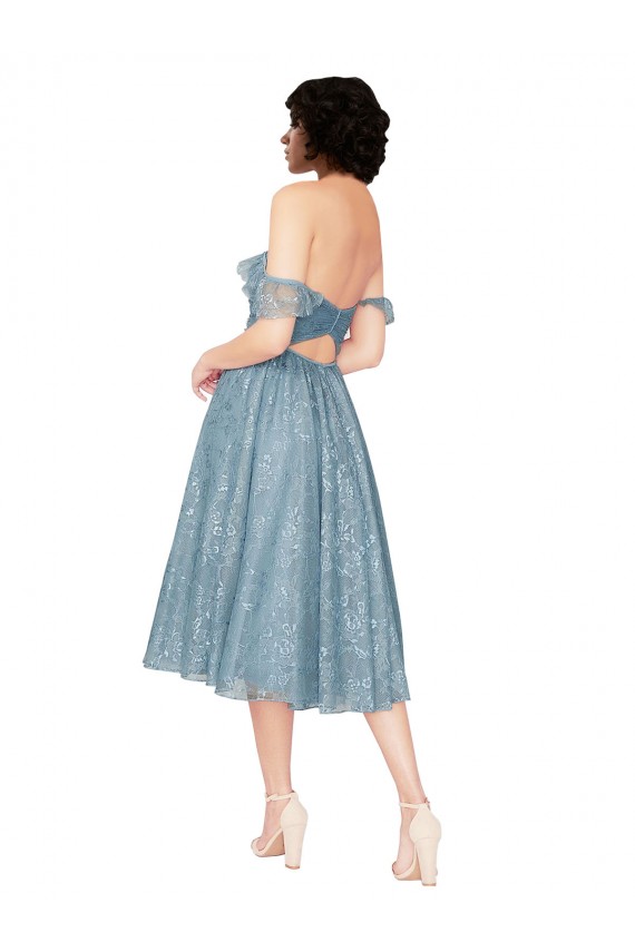 Sleeveless Off the Shoulder Keyhole Back Lace A-Line Bridesmaid Dress Brisbane