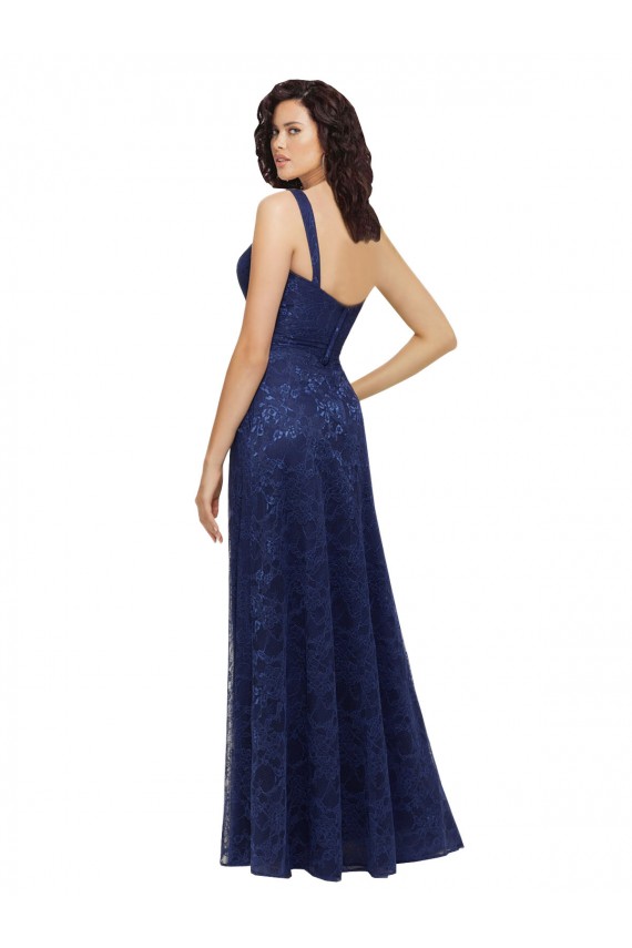 Sleeveless V-Neck Low Back Lace A-Line Bridesmaid Dress Brisbane