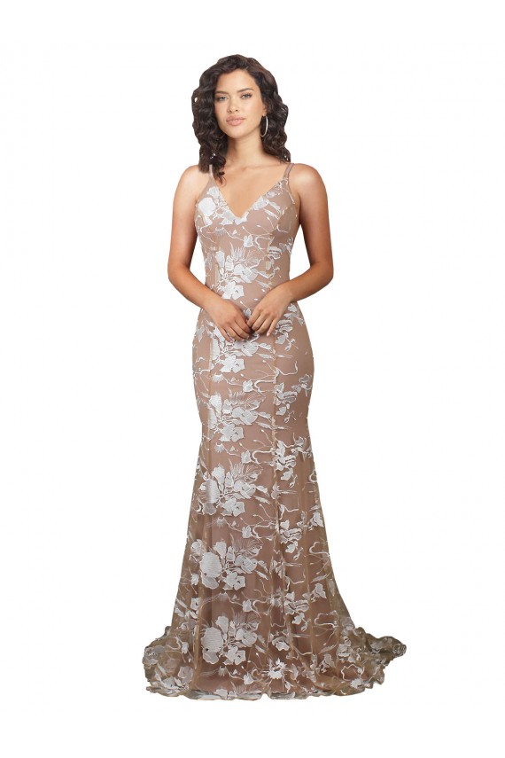 Sleeveless V-Neck Open Back Lace Mermaid Wedding Dress Brisbane
