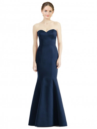 Sleeveless Dark Navy Sweetheart Satin Mermaid Bridesmaid Dresses Brisbane