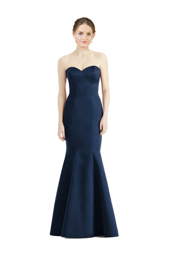 Sleeveless Dark Navy Sweetheart Satin Mermaid Bridesmaid Dresses Brisbane