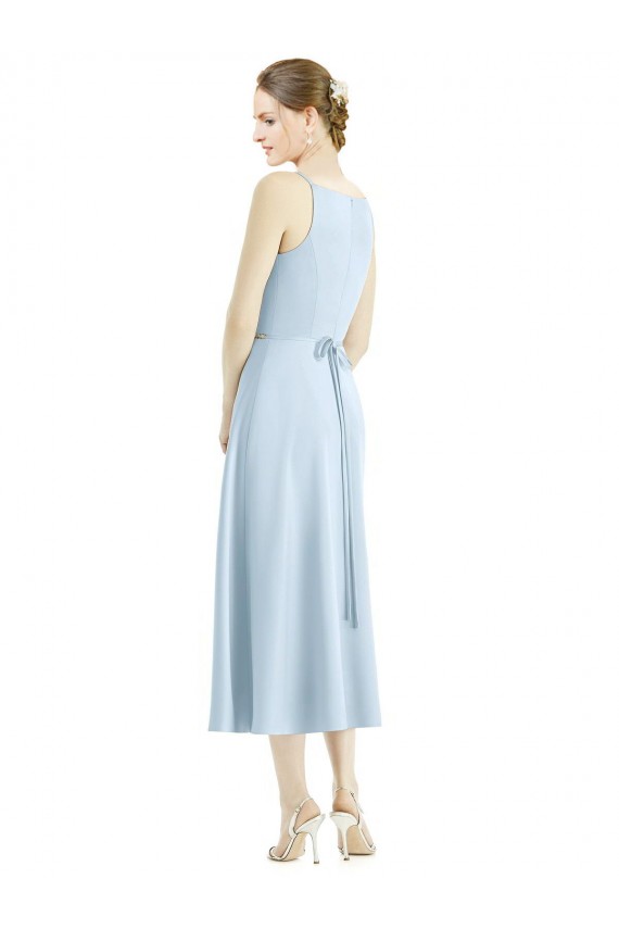 Sleeveless Light Sky Blue V-Neck Satin A-Line Bridesmaid Dress Brisbane
