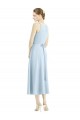 Sleeveless Light Sky Blue V-Neck Satin A-Line Bridesmaid Dress Brisbane