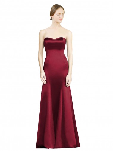 Sleeveless Burgundy Sweetheart Satin Mermaid Bridesmaid Dress Brisbane