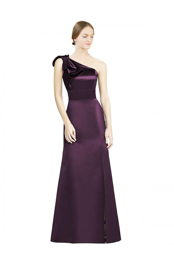 Sleeveless Grape One Shoulder Satin Mermaid Bridesmaid Dress Brisbane