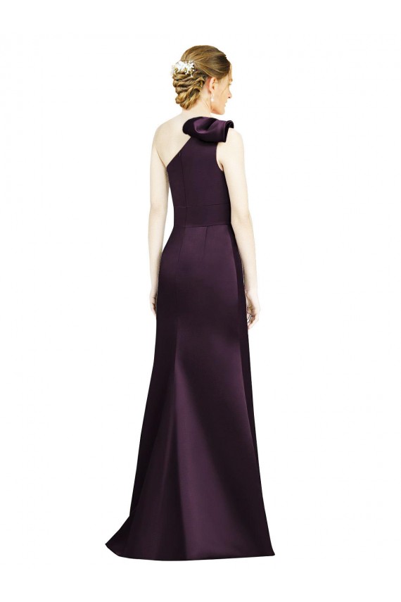 Sleeveless Grape One Shoulder Satin Mermaid Bridesmaid Dress Brisbane