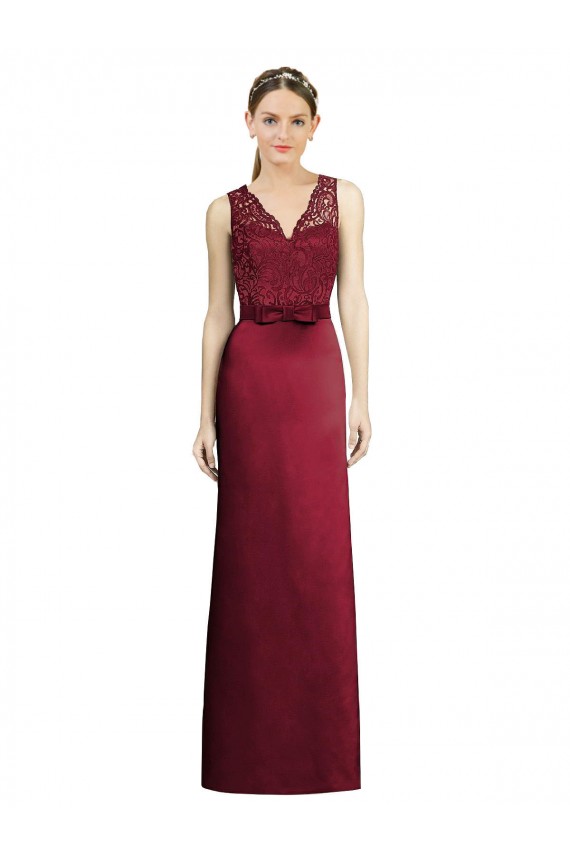 Sleeveless V-Neck Satin & Lace A-Line Bridesmaid Dress Brisbane