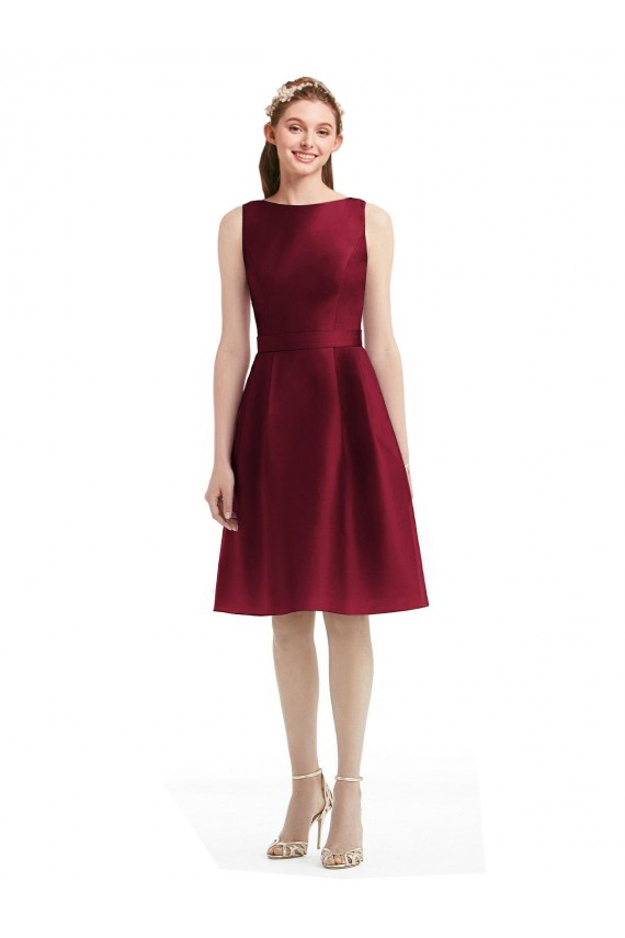 Sleeveless Bateau Neck Satin A-Line Bridesmaid Gown Brisbane