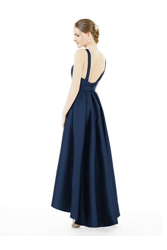 Sleeveless Bateau Neck Satin A-Line High Low Bridesmaid Dress Brisbane