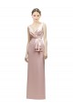 Sleeveless V-Neck V-Back Satin Sheath Bridesmaid Dress Brisbane