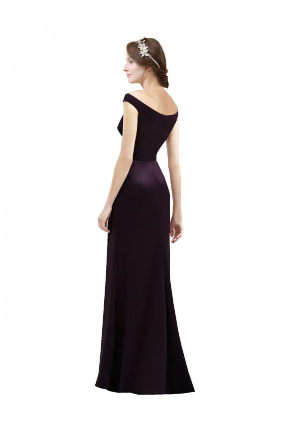 Cap Sleeves Off the Shoulder Satin A-Line Bridesmaid Dress Brisbane