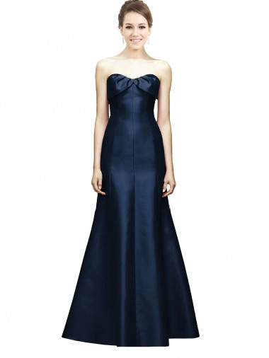 Sleeveless Dark Navy Sweetheart Satin Mermaid Bridesmaid Dress Brisbane