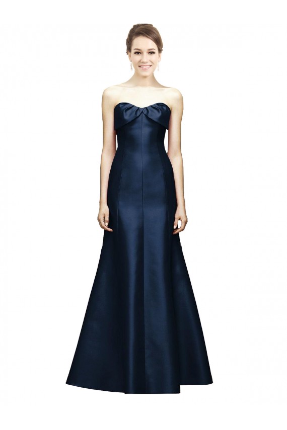 Sleeveless Dark Navy Sweetheart Satin Mermaid Bridesmaid Dress Brisbane