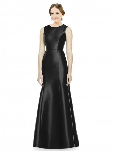 Sleeveless High Neck Keyhole Back Satin Mermaid Bridesmaid Dress Brisbane