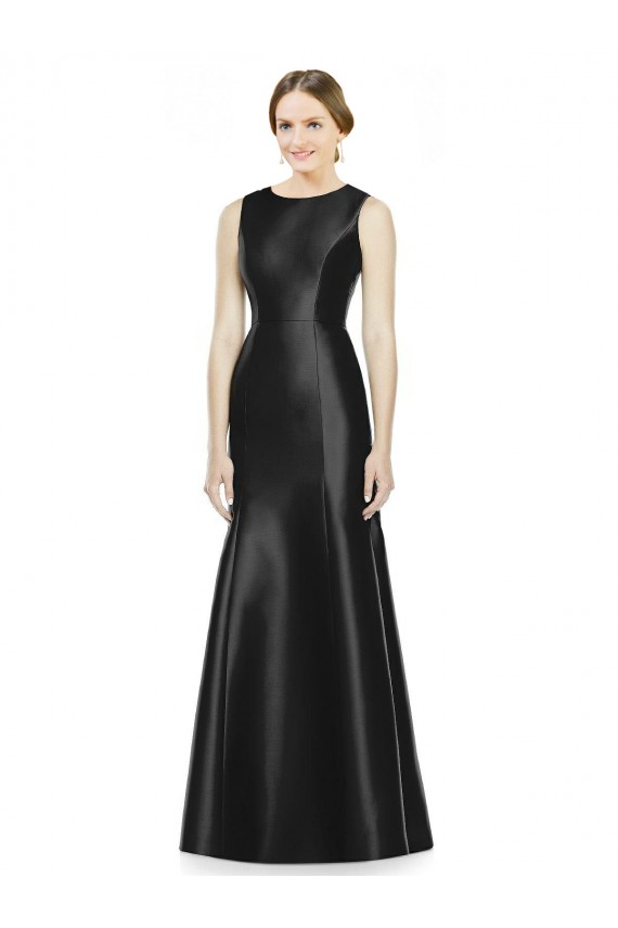 Sleeveless High Neck Keyhole Back Satin Mermaid Bridesmaid Dress Brisbane