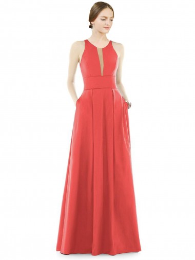 Sleeveless Jewel Neck Satin A-Line Bridesmaid Dress Brisbane