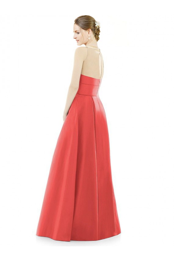 Sleeveless Jewel Neck Satin A-Line Bridesmaid Dress Brisbane