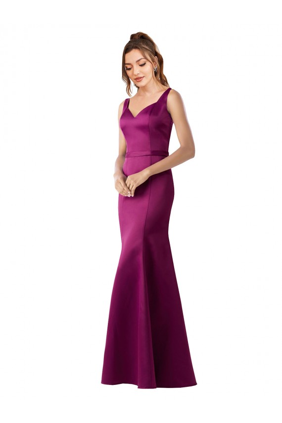 Sleeveless Bateau Neck Open Back Satin Sheath Black Tie Evening Gown / Prom Dress / Bridesmaid Dress Brisbane