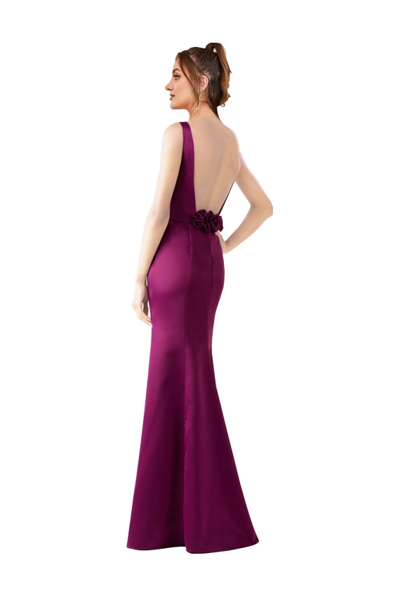 Sleeveless Bateau Neck Open Back Satin Sheath Black Tie Evening Gown / Prom Dress / Bridesmaid Dress Brisbane
