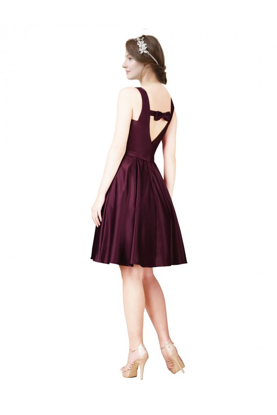 Sleeveless Bateau Neck V-Back Satin A-Line Prom Dress / Bridesmaid Dress Brisbane