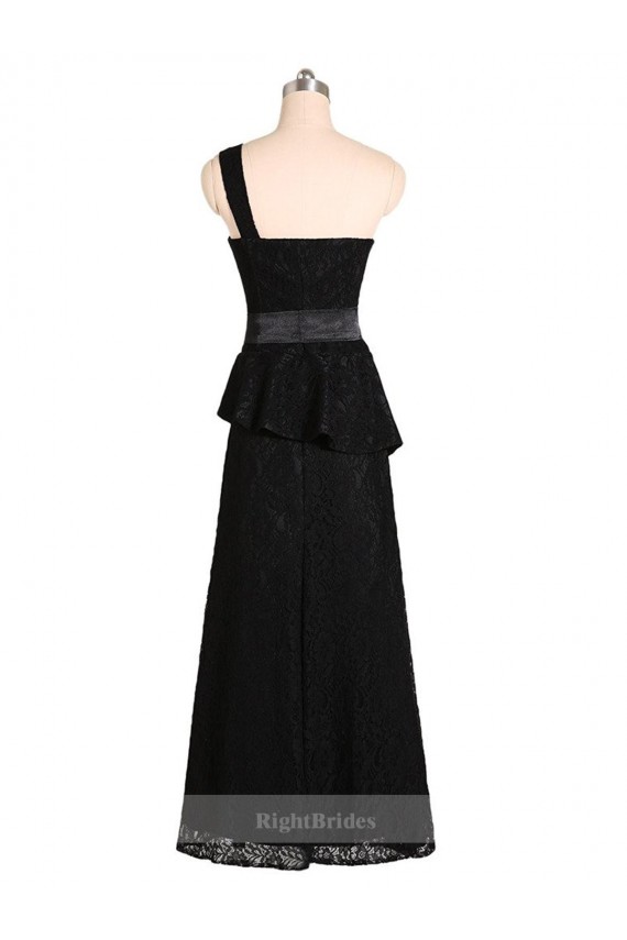 Sleeveless Black One Shoulder Satin Mermaid Bridesmaid Dress Brisbane
