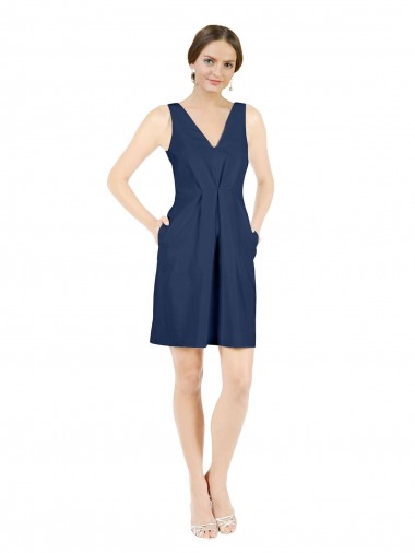 Sleeveless V-Neck Open Back Satin A-Line Evening Gown / Bridesmaid Dress Brisbane