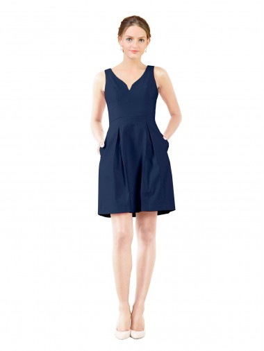 Sleeveless V-Neck Satin A-Line Bridesmaid Gown Brisbane