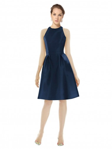 Sleeveless Halter Neck Satin A-Line Bridesmaid Dress Brisbane
