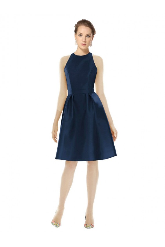 Sleeveless Halter Neck Satin A-Line Bridesmaid Dress Brisbane